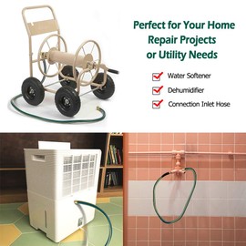 Solution4Patio 3/4 in. x 12 ft. Short Garden Hose, No Leaking, Green Lead-Hose Male/Female Solid Brass Fittings for Reel Cart, Water Softener, Dehumidifier, Camp RV Filter, Janitor Sink Hose #H165B22