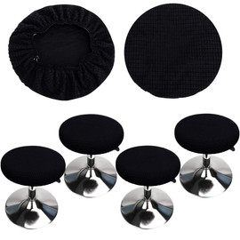 HuaLiSiJi Stool Cover Round 30-40 cm Cover Stool Round Elastic Stool Round Cover Washable Easy Care Soft and Durable for Round or Square Squats (Pack of 4) Black