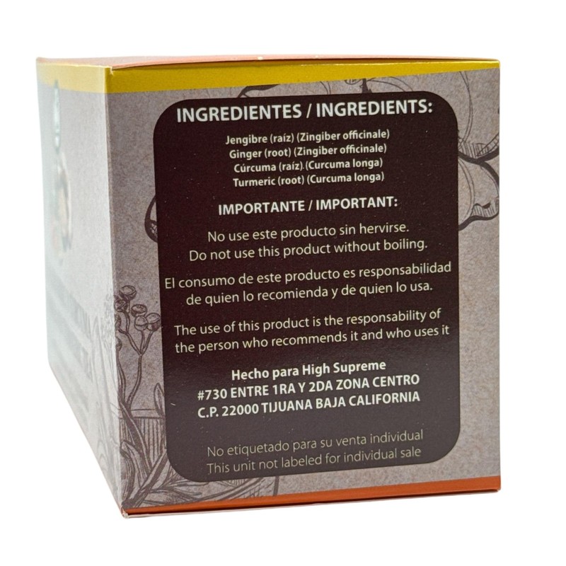 Jengibre & Cúrcuma Te (Ginger & Turmeric Tea) – 100%