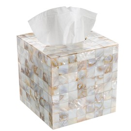 Creative Scents Tissue Box Cover – Decorative Square Tissue Holder is Finished in Beautiful Mother of Pearl Milano Collection