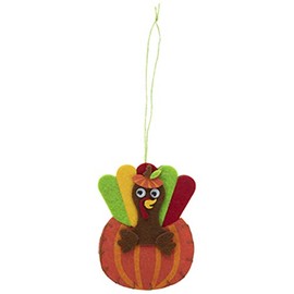 Gerson Set of 8 Turkey Ornament Felt Craft Kit for Thanksgiving and Fall Fun 3.5 inches