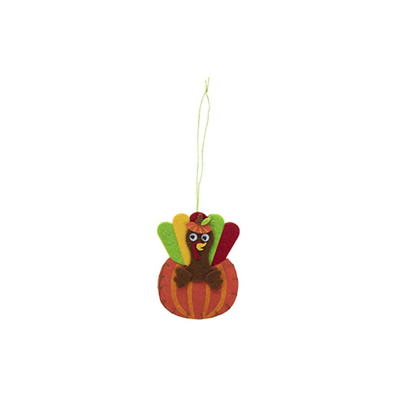 Gerson Set of 8 Turkey Ornament Felt Craft Kit for