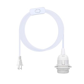 Hanging Lantern Extension Cord Cable,15ft Plug in E26/E27 Pendant Light, Extension Hanging Lantern Cord Cable with in-Line On/Off Switch,for DIY Pendant Light Fixture Hanging Lantern Cable,White