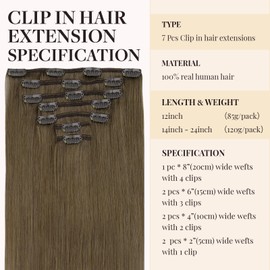 MAXITA Hair Extensions Clip in Human Hair,120g 7pcs Medium Extra Ash Blonde 16 Inch,Clip in Hair Extensions Real Human Hair Extensions Natural Straight Hair for Women