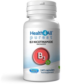 Health4All Vitamin B3 Niacin as Nicotinamide (Niacinamide) 500mg 240 Capsules (V) Purest, No Additives, Vegan, Gluten Free No-Flush Niacin Capsules