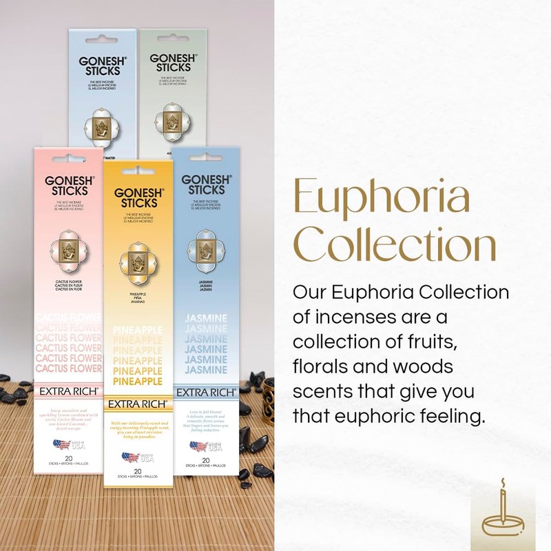 Gonesh - Euphoria Extra Rich Scented Incense Sticks - Non-Toxic