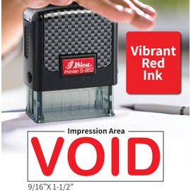 Shiny Void Stamp Self Inking Rubber Stamp, 1/2" by 1-1/2" Impression Area, Red Ink, Refillable