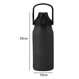 Thermal Water Bottle - Stainless steel insulated water bottle – 32oz Sports water bottle with Portable Handle – 900 ml bottle with Straw Lid - For Hot & Cold Drink – Office, Cycling, Camping (Black)