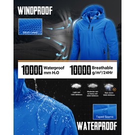 33,000ft Men's Packable Rain Jacket Lightweight Rain Shell Jacket with Hood Waterproof Raincoat for Cycling