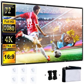 YiYunTE Projector Screen 72 Inch, Portable Foldable Projector Screen for Indoor Outdoor, 16:9 HD 4K Projection Screen for School Home Movies Theatre Cinema Office Party