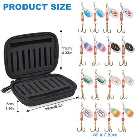 16 Pcs Fishing Spinners with Storage Box, Fishing Bait with High Reflectivity, Trout Lures with Hook for Freshwater Fishings, Multi Colored Spinners for Fishings Enthusiasts
