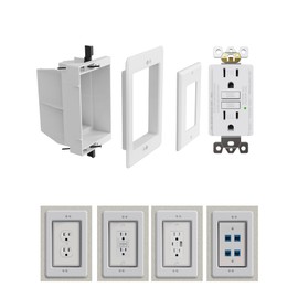 Recessed Outlet Box with GFCI Electrical Outlet, DVFR1W-1 Recessed Electrical Box for Wall Mount TV, 15Amp, Tamper Resistant, UL Listed, Self-Test, Suitable for Various Outlets, 1 Gang