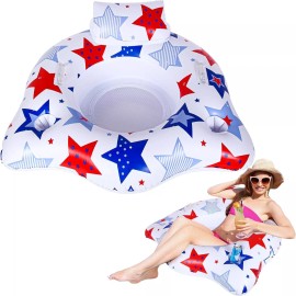 Wenqik 47” Patriotic Inflatable Pool Float With Cup Holder And Two Handle Grip