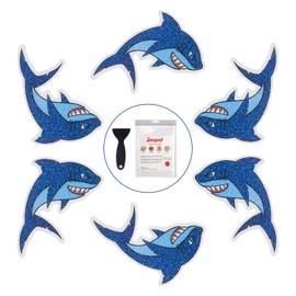 Secopad Non Slip Shark Bathtub Stickers, 20 PCS Adhesive Kids Anti Slip Decal Treads for Shower and Bath Tub with Premium Scraper, Each About 4.7" x 3.2"