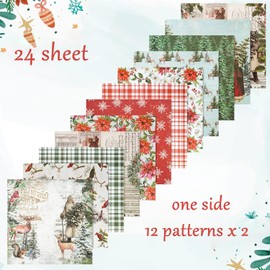 24 Sheets 6" x 6" Vintage Christmas Scrapbook Paper Single -Sided Cardstock for Scrapbooking Journal Photo Album (21034)