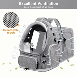 Cat Bubble Backpack Breathable Large Space Cat Carrier Backpack for Kitty Small Dog, Transparent Cat Travel Backpack Up to 20 lbs, Foldable Airline Approved Pet Backpack (Grey)