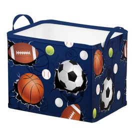 Runtoo Sports Baby Basket Nursery Decor Soccer Football Baseball Baby Shower Decorations Gift Basket Toddler Toy Box Laundry Hamper Closet Storage Bins