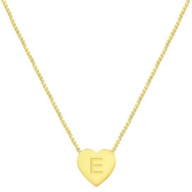 YL Initial Necklace 925 Sterling Silver Heart Letter Pendant 18K Gold E Alphabet Necklace for Women, Metal, cubiu zirconia