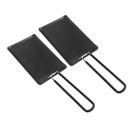 Mipcase 1Set Stainless Steel Griddle Pan with Removable Handle Portable Non Skid BBQ Plate for Outdoor Cooking and Grilling for Family and Parties