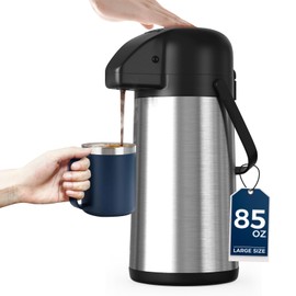 Coffee Carafe for Keeping Hot - Gezoss 85OZ / 2.5L Airpot Coffee Dispenser with Pump - Large Coffee Thermos for Hot Drinks Tea Liquid - Insulated Stainless Steel Hot Water Beverage Urn for Parties