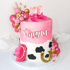 JeVenis Cowgirl Cake Topper Cowboy Western Cake Decorations Cowgirl Hat Birthday Cake Topper Cowgirl Boots Cow Balls Cake Topper