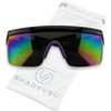 ShadyVEU Semi Rimless Neon Rainbow Mirrored Lens Sports Performance Sunglasses