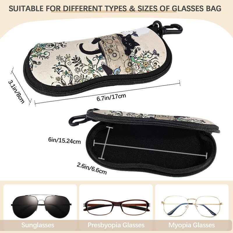 Playexen 2 Pack Sunglasses Case, Neoprene Zipper Eyeglass Case, Soft
