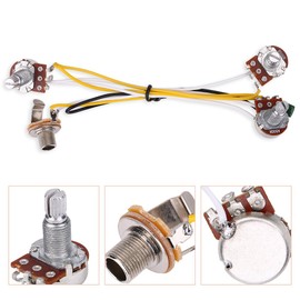 Guitar Wiring Hareness Set, 500K Pots Control Knobs 3-Way Switch with Jack Wiring Harness Kit for JB Electirc Bass