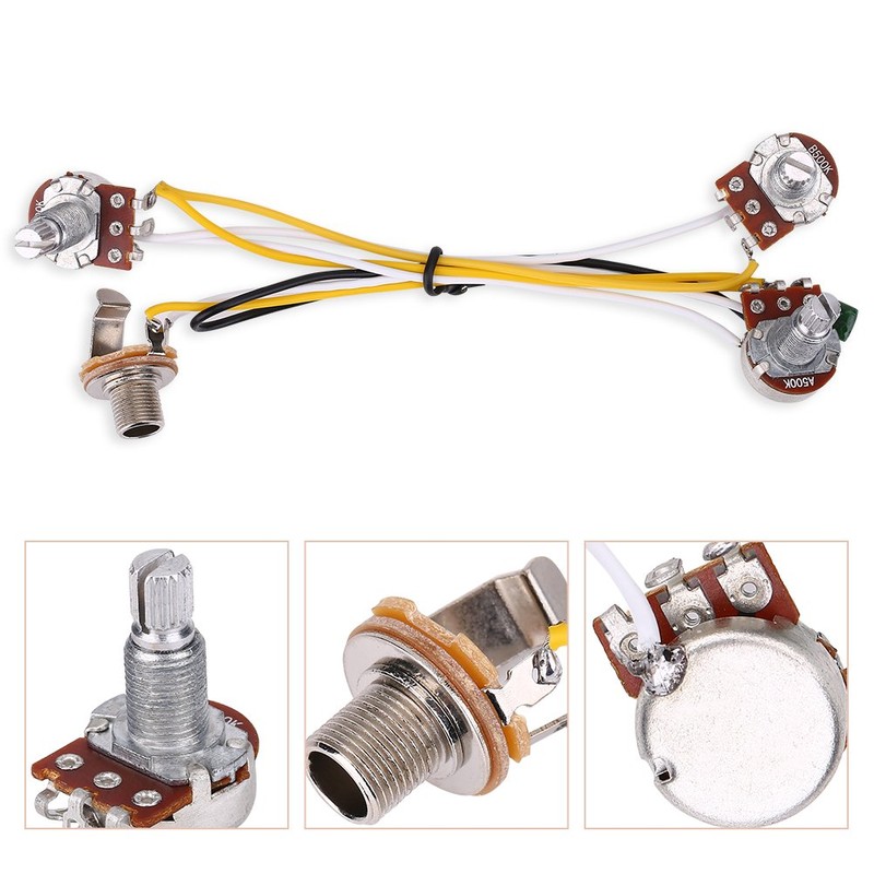 Guitar Wiring Hareness Set, 500K Pots Control Knobs 3-Way Switch