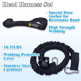 J Bryant Neck Harness Head - Weight Lifting with Resistance Tube Bands - Door Anchor Set Adjustable Neck Training Strap Exercise Equipment (L)