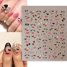 Valentine’s Day Nail Stickers for Nail Art, Cute Nail Art Design Valentine Nail Decals Red Lip Heart Nail Art Supplies 3D Self Adhesive Funny Nail Art Stickers DIY Manicure Decorations for Women