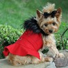 DOGGIE DESIGN Wool Fur Trimmed Dog Harness Coat with Leash