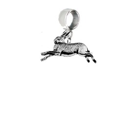 A2 Hare fine lead free English Pewter charm fitted to a bail with 5mm Hole add to Bracelet or necklace