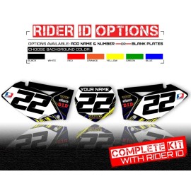 ROCKSTAR 2004 2005 2006 RMZ 250 GRAPHICS KIT SUZUKI RMZ250  ROCKSTAR: YELLOW / BLUE DECAL