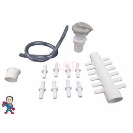 American Spa Parts Air Manifold 12 & Control Valve Kit Gray 1" Spa Hot Tub Universal