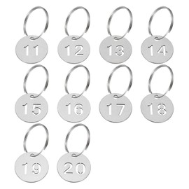 PATIKIL Number Key Tag, 23 mm Stainless Steel 11-20 Number ID Tags Keychain Hollowed Numbered Key Tags with Rings Identifiers Keys Label for Dormitory Keys House Lockers