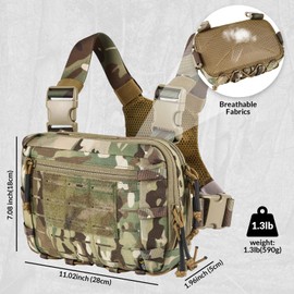 VOTAGOO Tactical Chest Bag, 2L Capacity, Molle Chest Rig, Chest Pack EDC with CCW Compartment, Adjustable Strap for Outdoor Activities (CP)