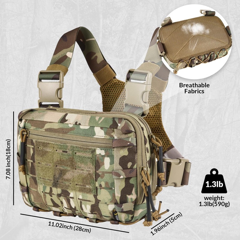 VOTAGOO Tactical Chest Bag, 2L Capacity, Molle Chest Rig, Chest