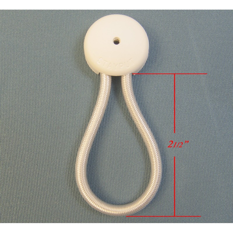 StayPut Bungee/Shock Cord Fastener, White w/Black Surface Attachment Knob &