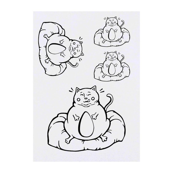 4 x 'Fat Cat on Pillow' Temporary Tattoos - Water