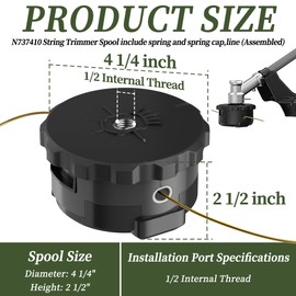 BiLLNE N737410 String Trimmer Head Compatible with De-Walt String Trimmer,Fit for Models: DCST922B,DCST922P1,DCST972X1.Replacement Spool with Pre-spooled Line,Pre-Wound Dual 0.080" Line for Trimming