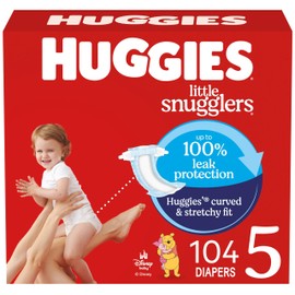 Huggies Size 5 Diapers, Little Snugglers Baby Diapers, Size 5 (27+ lbs), 104 Count, Packaging May Vary