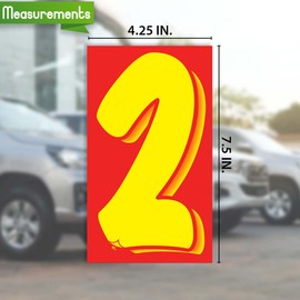 Versa-Tags 36 Number Two (2) 7.5-Inch Yellow and Red Windshield Pricing Number Stickers for Car Dealers
