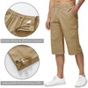 KEFITEVD Men's 3/4 Cargo Shorts Loose Fit Multi-Pocket Elastic Long