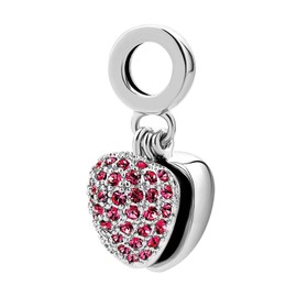 KunBead Jewelry I Love You Heart Sister Baby Girl Charm July Birthstone Crystal Charms for Bracelet