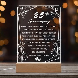 25th Anniversary Wedding Gift,25th Anniversary Dimmable Night Light for Couples,Parents,Husband & Wife,25th Anniversary for Christmas with Gift Box