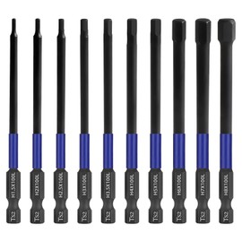 HPHOPE 10pcs Metric Hex Bit Set, 100mm, TS2 Alloy Steel, Magnetic Impact Bits, Storage Box