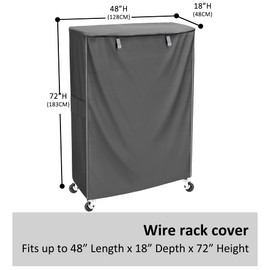 MOLLYAIR Wire Rack Cover, Heavy Duty 600D Oxford Waterproof Dustproof Storage Shelf Cover with Zipper for Metal Shelving – Fits 48" W x 18" D x 72" H, Grey