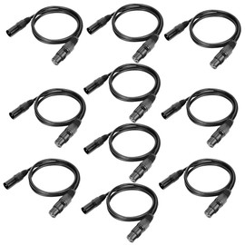 WorldLite WorldLite 3.2ft DMX Cable, 10PCS 1 Meter DMX Signal Cables Signal Wires, 3-Pin XLR Male to Female Stage Light Signal Cable with Metal connectors, Connection for DMX512 Stage & DJ Lighting fixtures