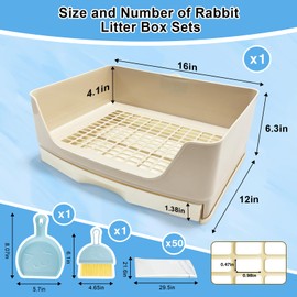 Arfubye Arfubye Large Rabbit Litter Box with Drawer Bunny Training Corner Litter Pan Ferret Bigger Pet Pan Bunnies Digging Box for Adult Hamster Guinea Pig Hedgehog Galesaur and Other Animals
